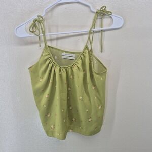 Urban Outfitters‎ Flowy Tank Top Womens Small Green Floral Tie Straps Boho